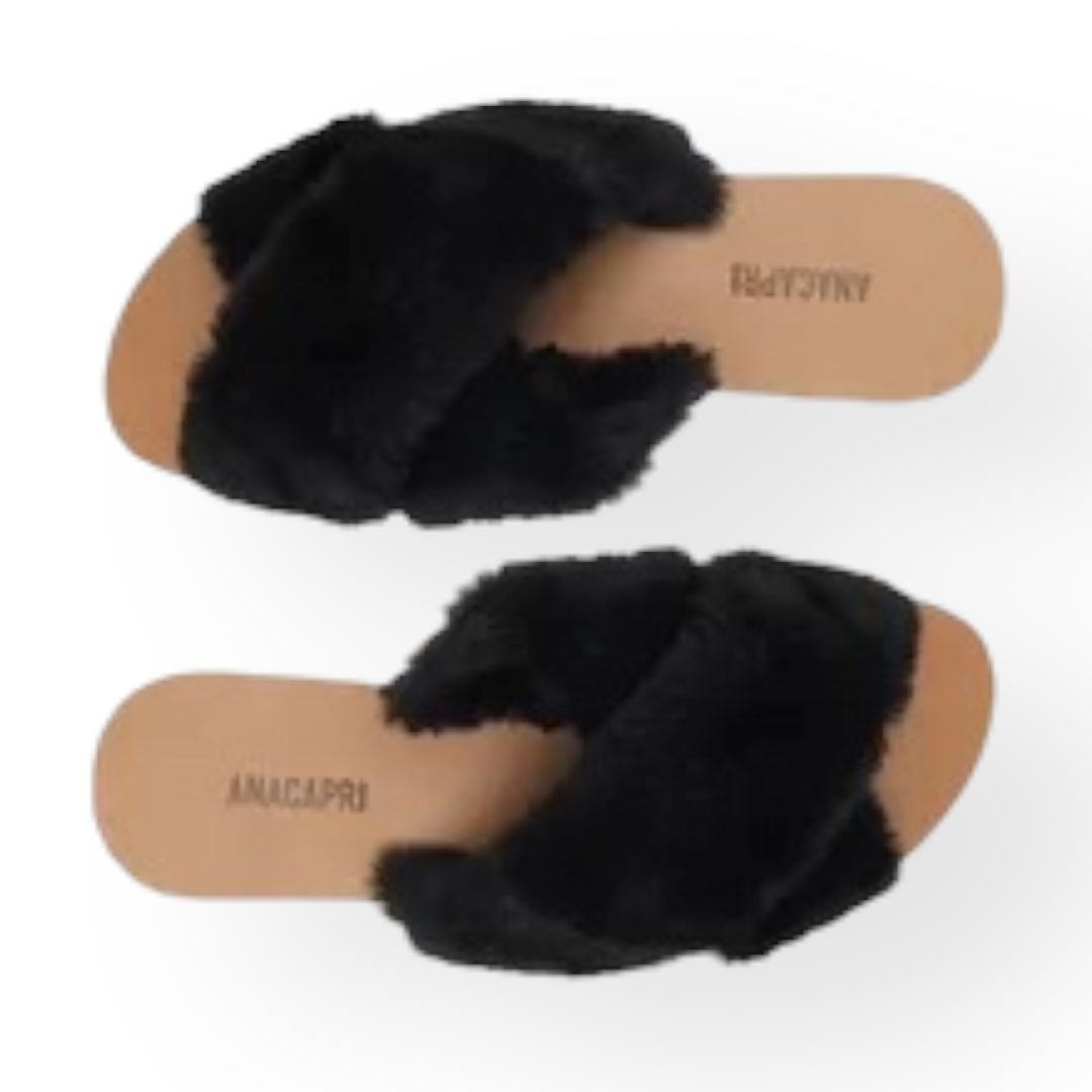 Sandália Rasteira Com Tiras Comfy Anacapri Feminino Preta Preto 2