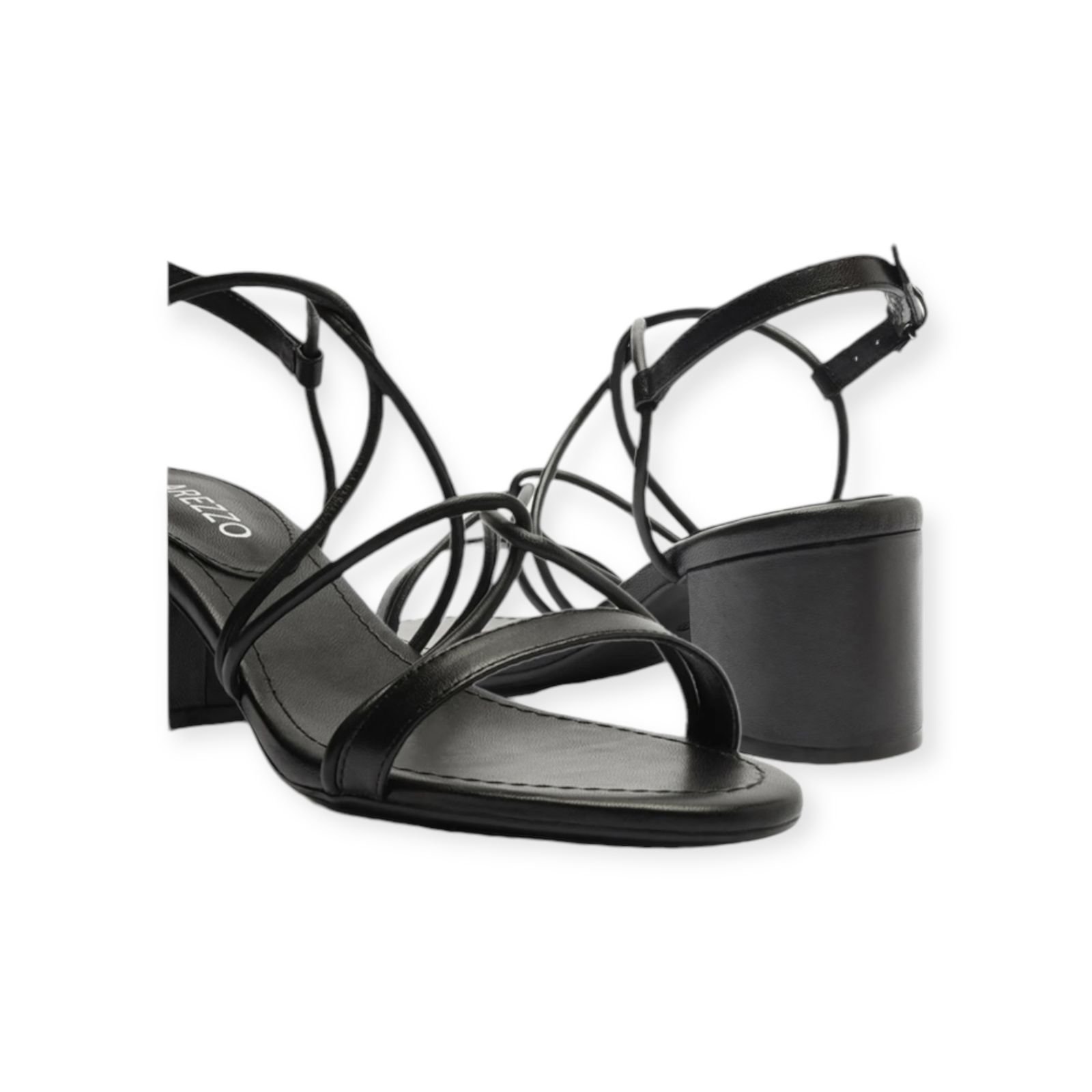 Sandalia Feminina Arezzo Tiras Cruzadas Salto Medio Bloco Preto Preto 4