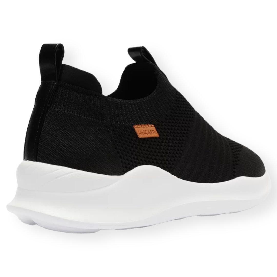 Tênis Slip On Knit Liso Anacapri Feminino Preto Preto 2