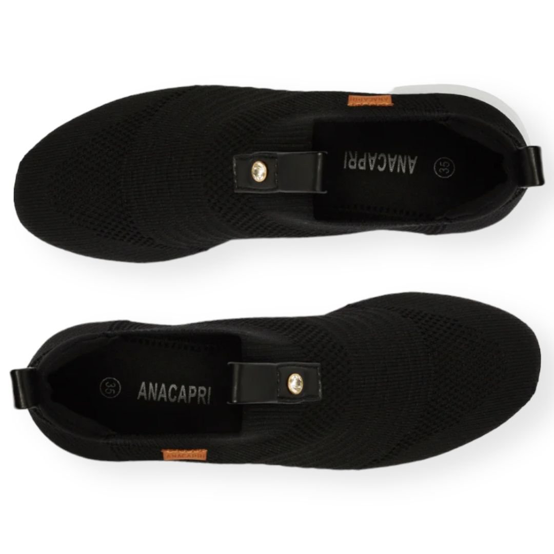 Tênis Slip On Knit Liso Anacapri Feminino Preto Preto 4