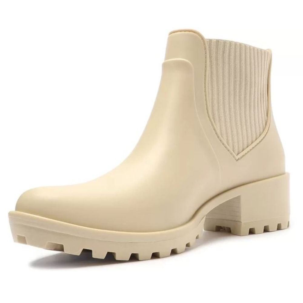 Bota Nude Chelsea Plástico Tratorada Bege 5
