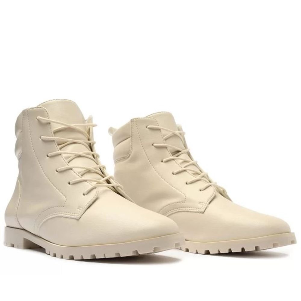 Bota Coturno Branco Atemporal Bege 2