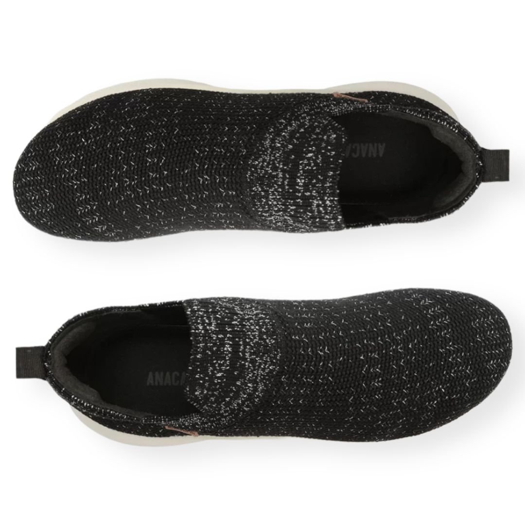 Tênis Slip On Malha Brilhosa Anacapri Feminino Preto Preto 3