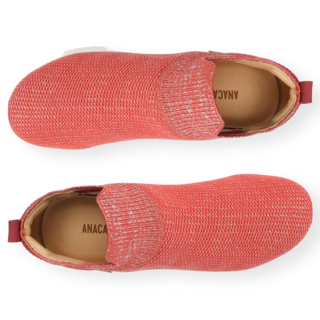 Tênis Slip On Malha Brilhosa Anacapri Feminino Rosa Rosa 4