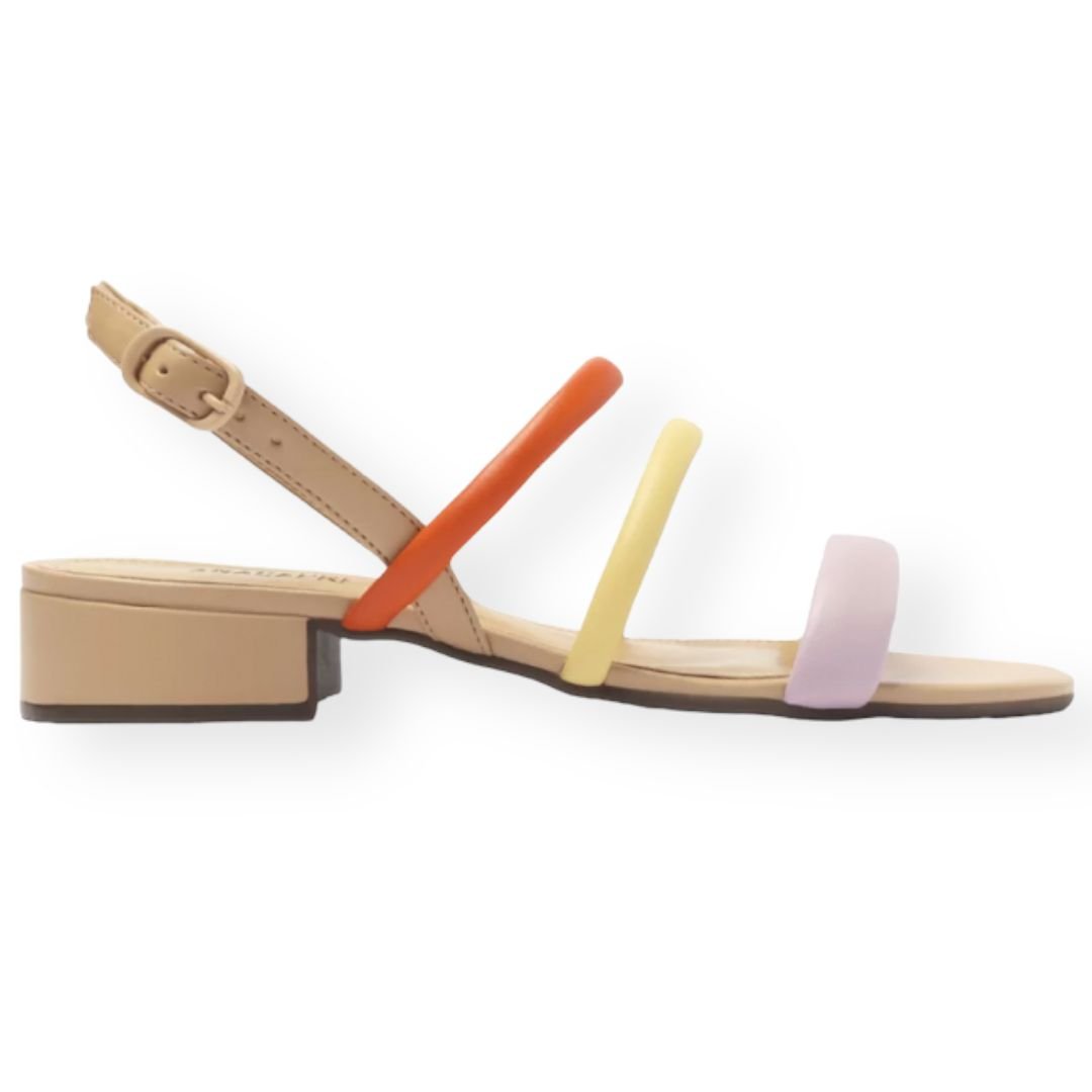 Sandália Multicolorida Tira Tripla Bloco Anacapri Feminino Nude