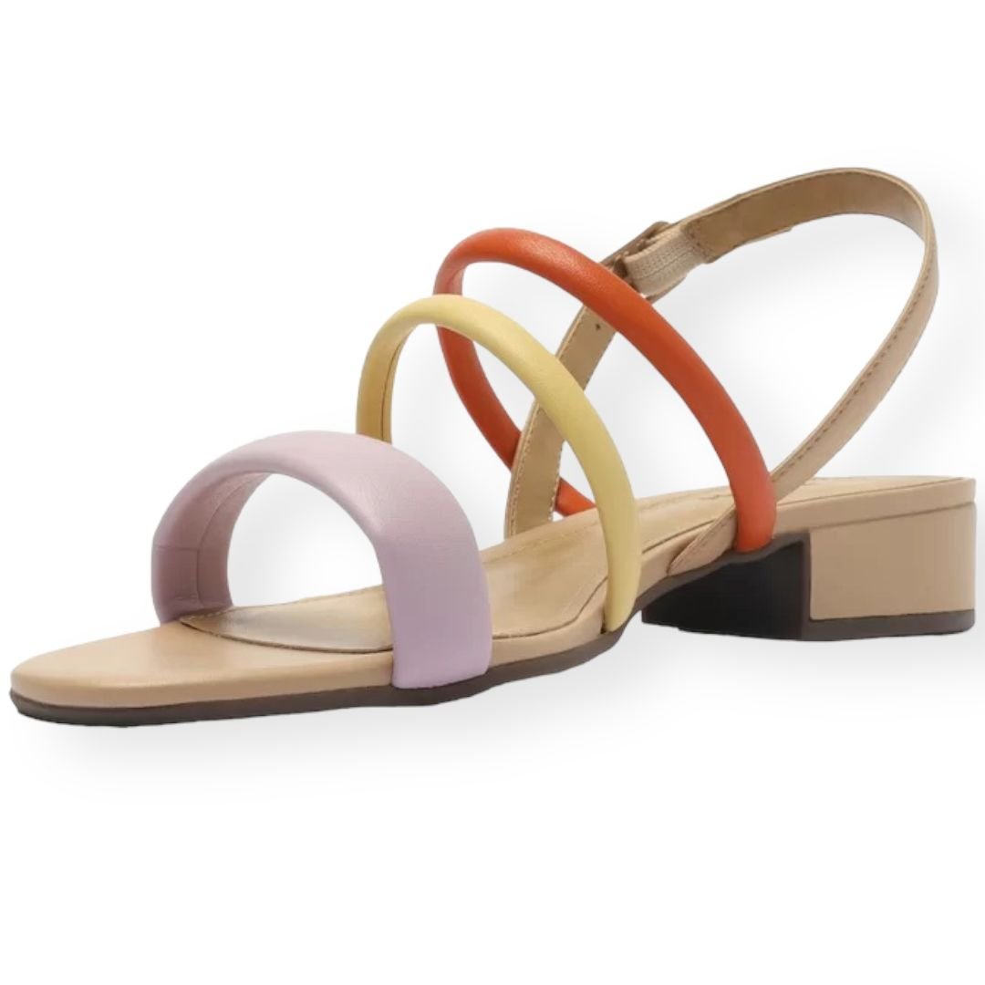 Sandália Multicolorida Tira Tripla Bloco Anacapri Feminino Nude Multicores 2