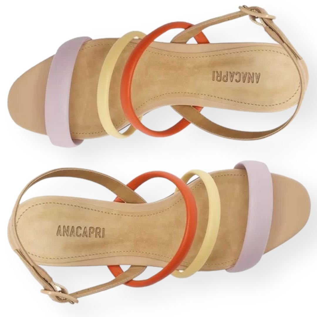 Sandália Multicolorida Tira Tripla Bloco Anacapri Feminino Nude Multicores 3