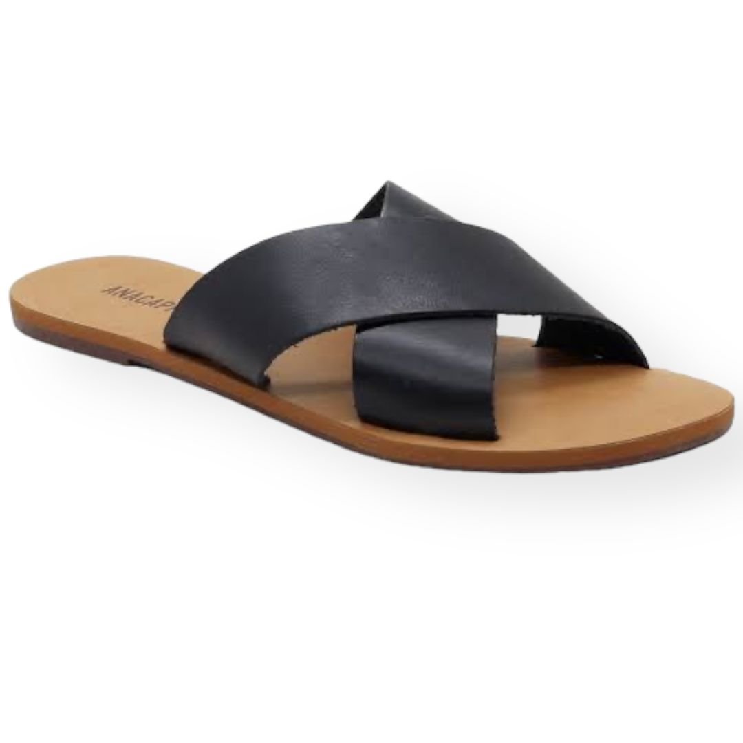 Rasteira Tiras Cruzadas AnaCapri Feminino Preta