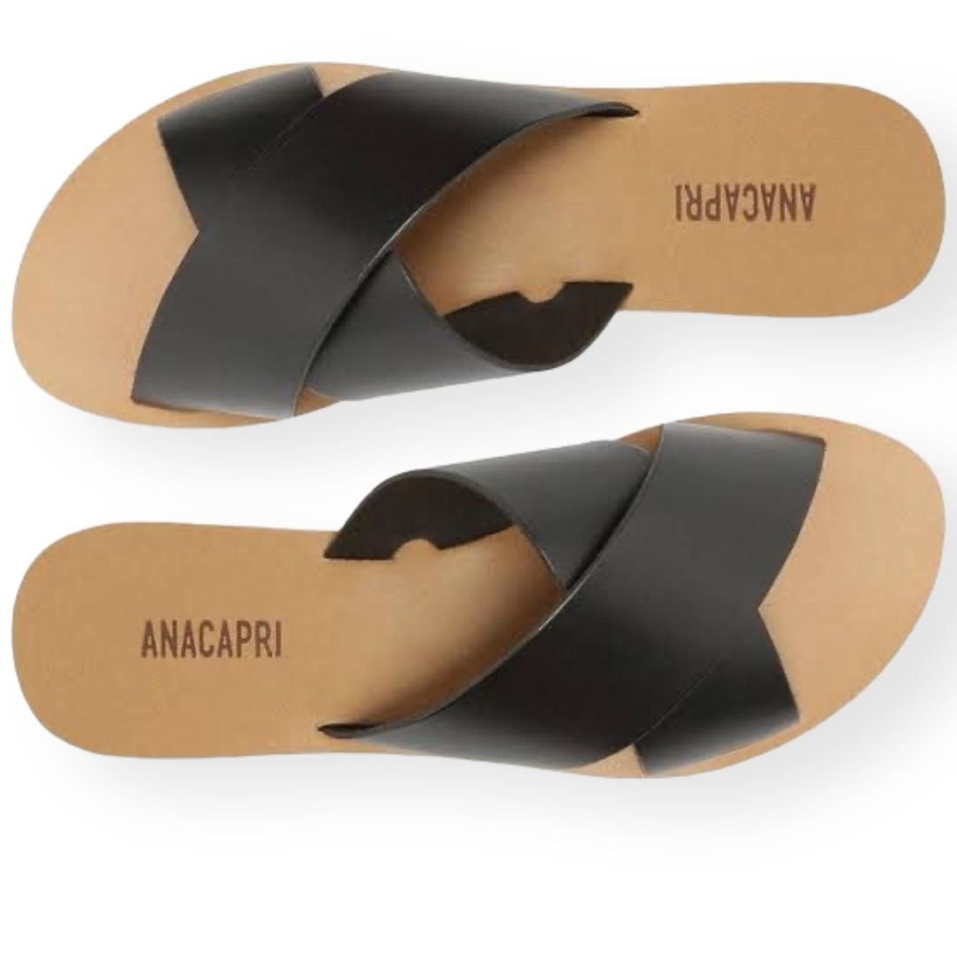 Rasteira Tiras Cruzadas AnaCapri Feminino Preta Preto 2