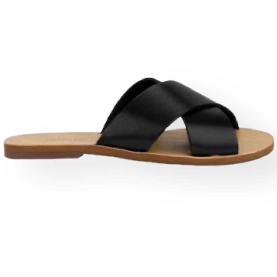 Rasteira Tiras Cruzadas AnaCapri Feminino Preta Preto 4