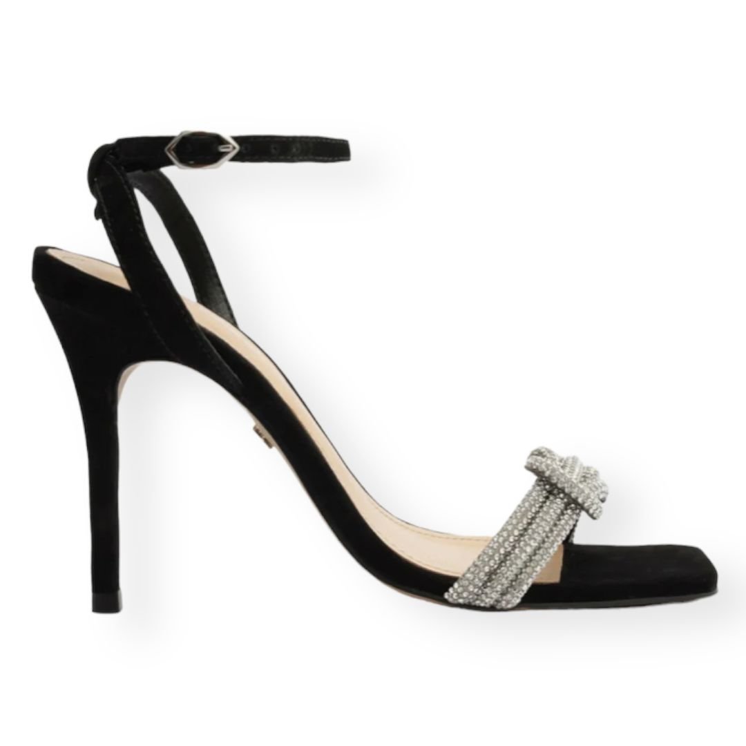 Sandália Salto Fino Tiras Nobuck Arezzo Feminino Preta Preto 2