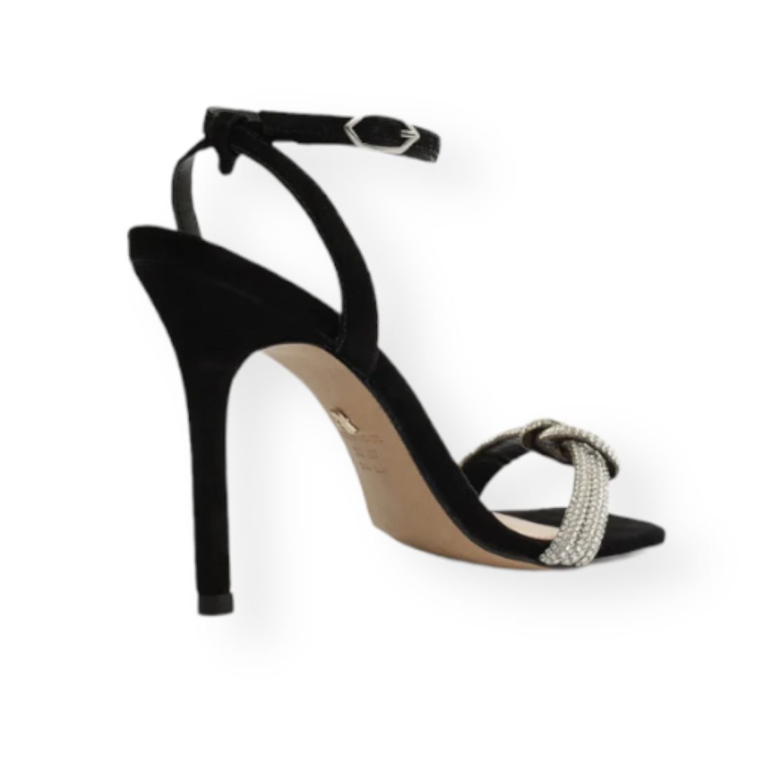 Sandália Salto Fino Tiras Nobuck Arezzo Feminino Preta Preto 3