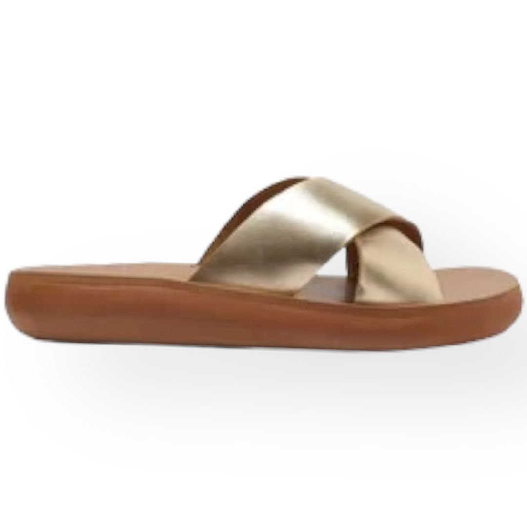 Rasteira Anatômica Tiras Cruzadas Gaia Anacapri Feminino Dourada