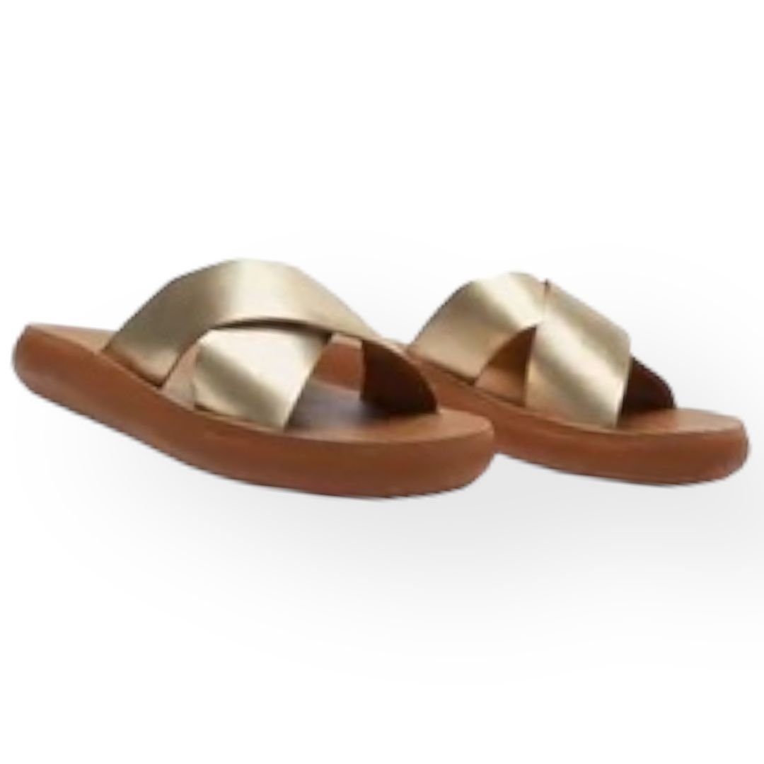 Rasteira Anatômica Tiras Cruzadas Gaia Anacapri Feminino Dourada Dourado 2