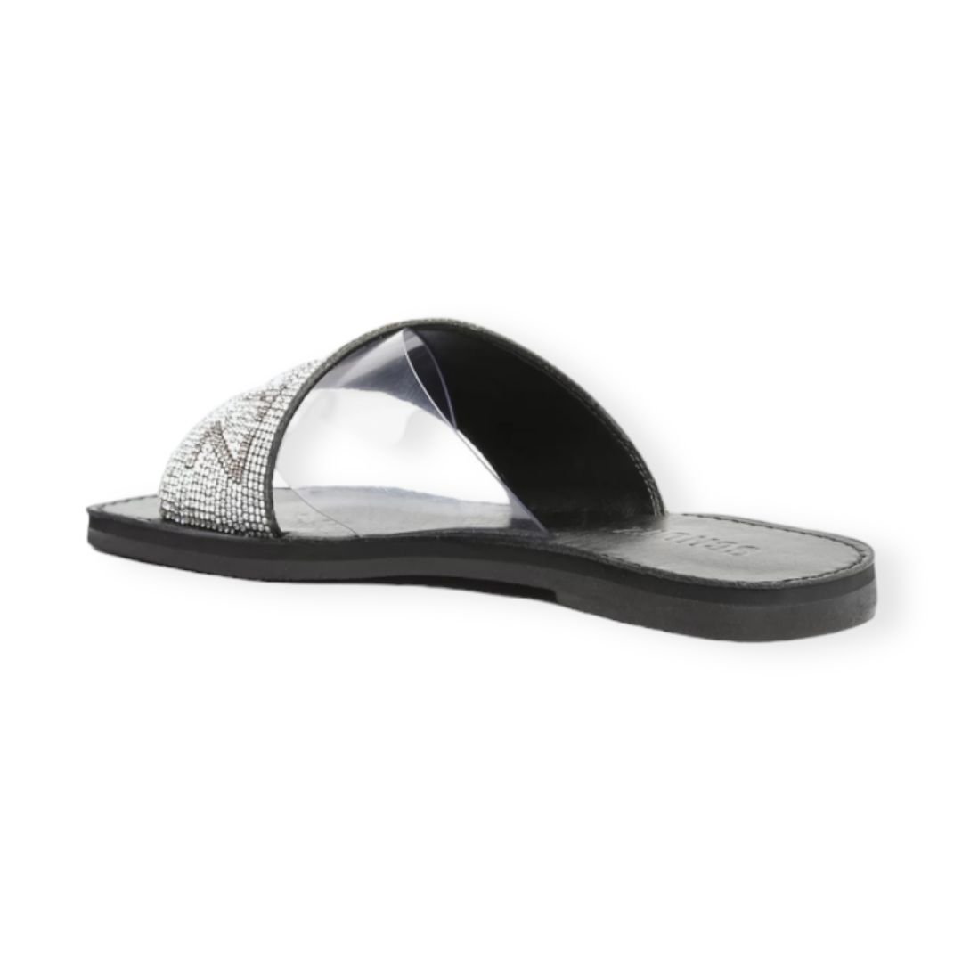 Sandalia Rasteira Vinil Transparente Cristal Schutz Feminino Preto Preto 2