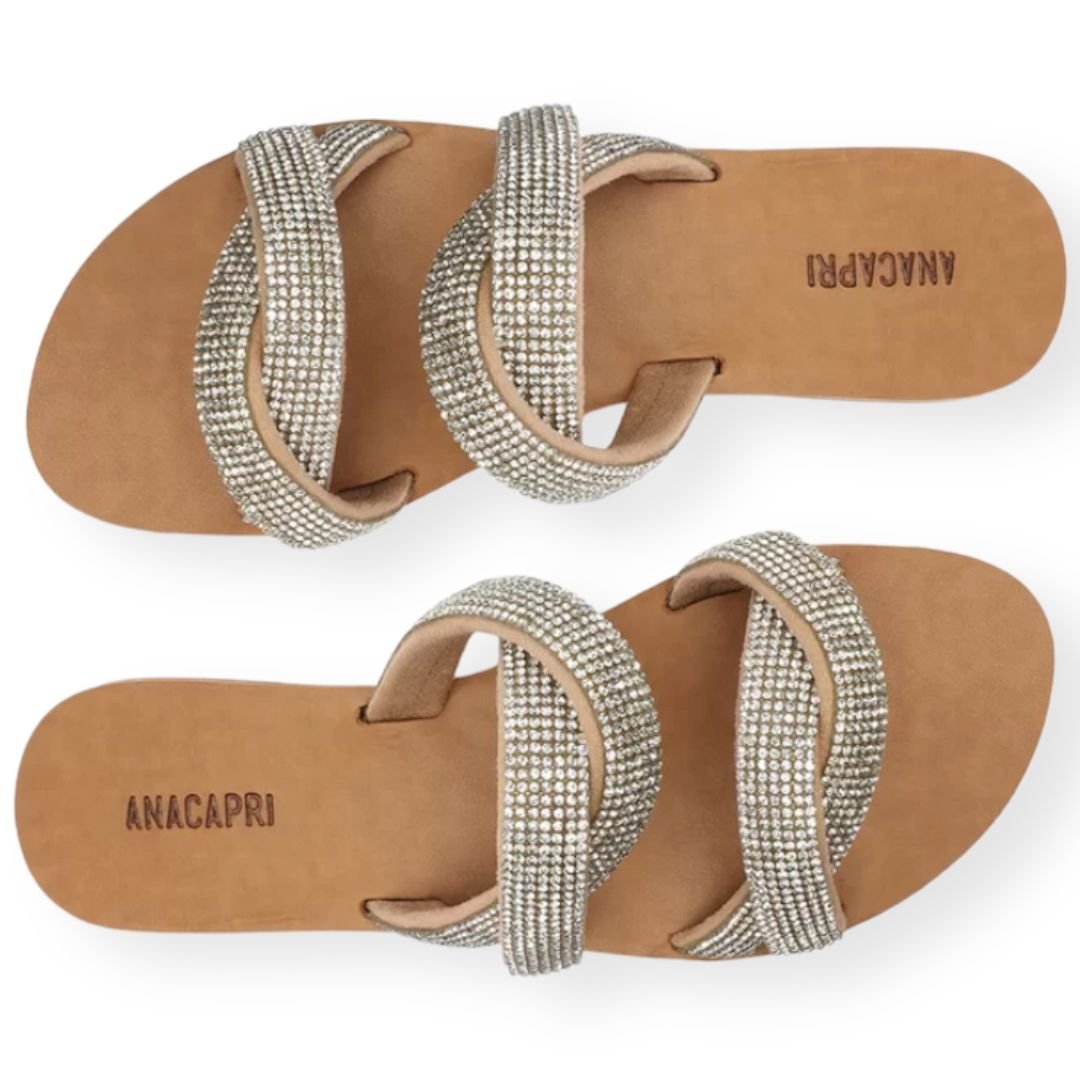 Rasteira Trançada Com Brilho Anacapri Feminino Prata