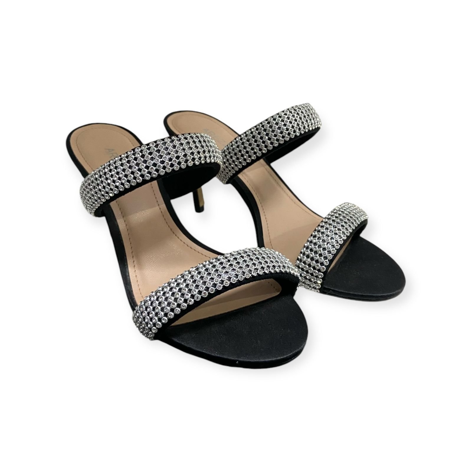 Tamanco Feminino Arezzo Duas Tiras Strass Salto Alto Preto Preto 2