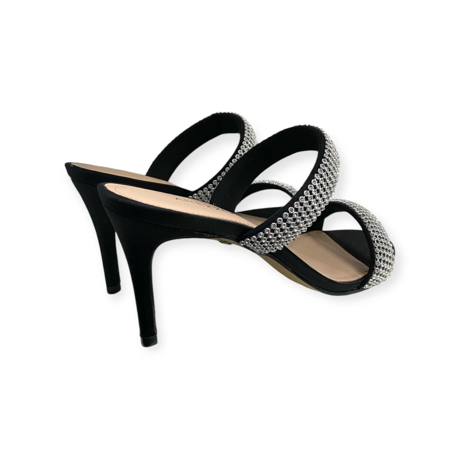 Tamanco Feminino Arezzo Duas Tiras Strass Salto Alto Preto Preto 6