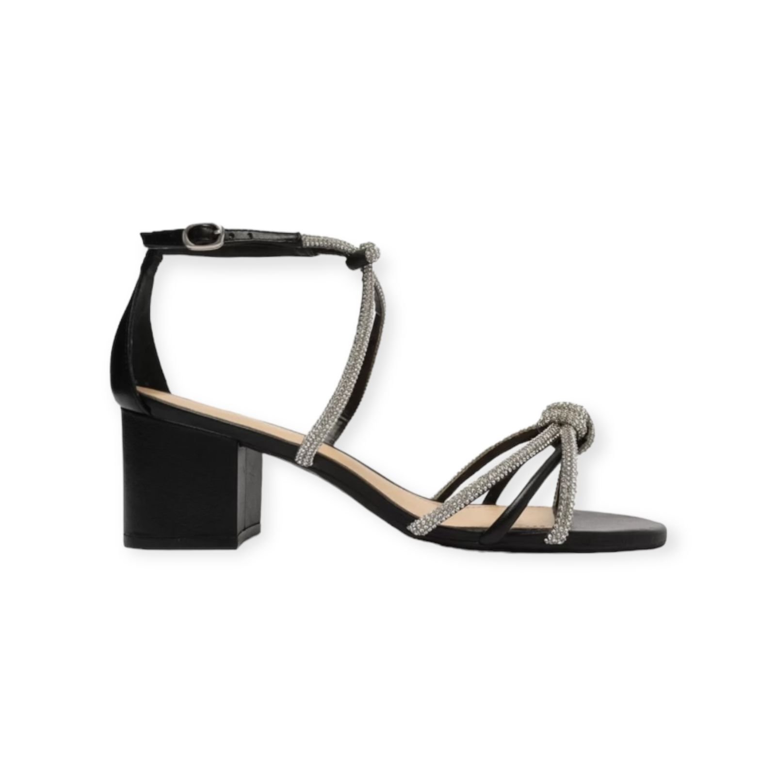 Sandalia Salto Bloco Tiras Strass Arezzo Feminino Preto