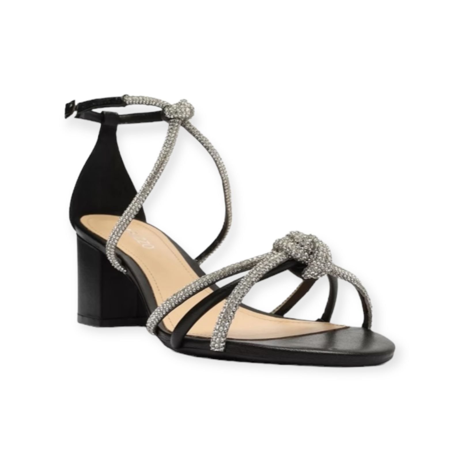 Sandalia Salto Bloco Tiras Strass Arezzo Feminino Preto Preto 2