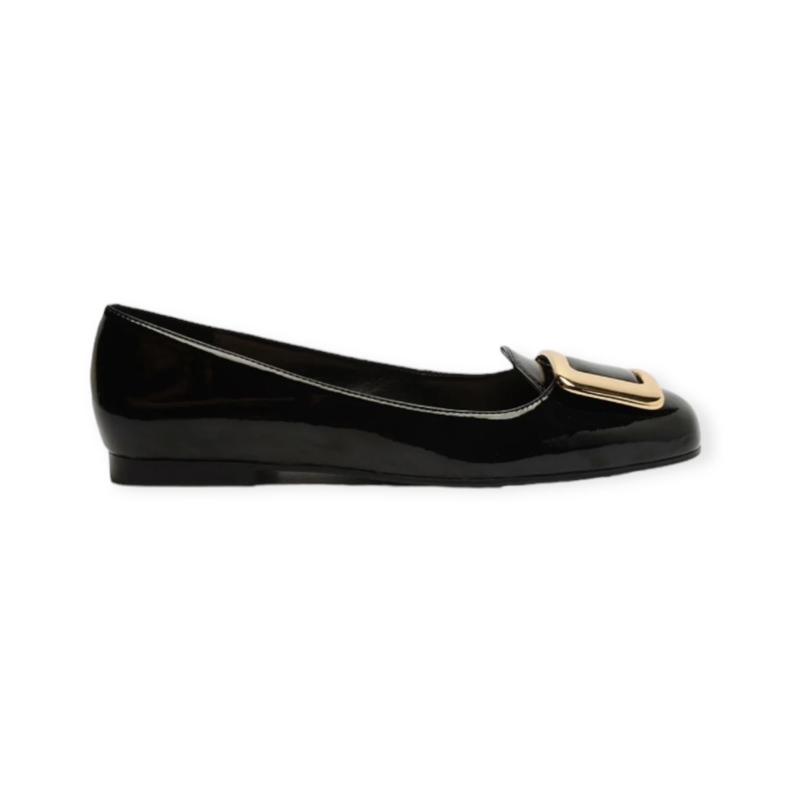 Sapatilha Feminina Arezzo Metal Verniz Bico Quadrado Preto 