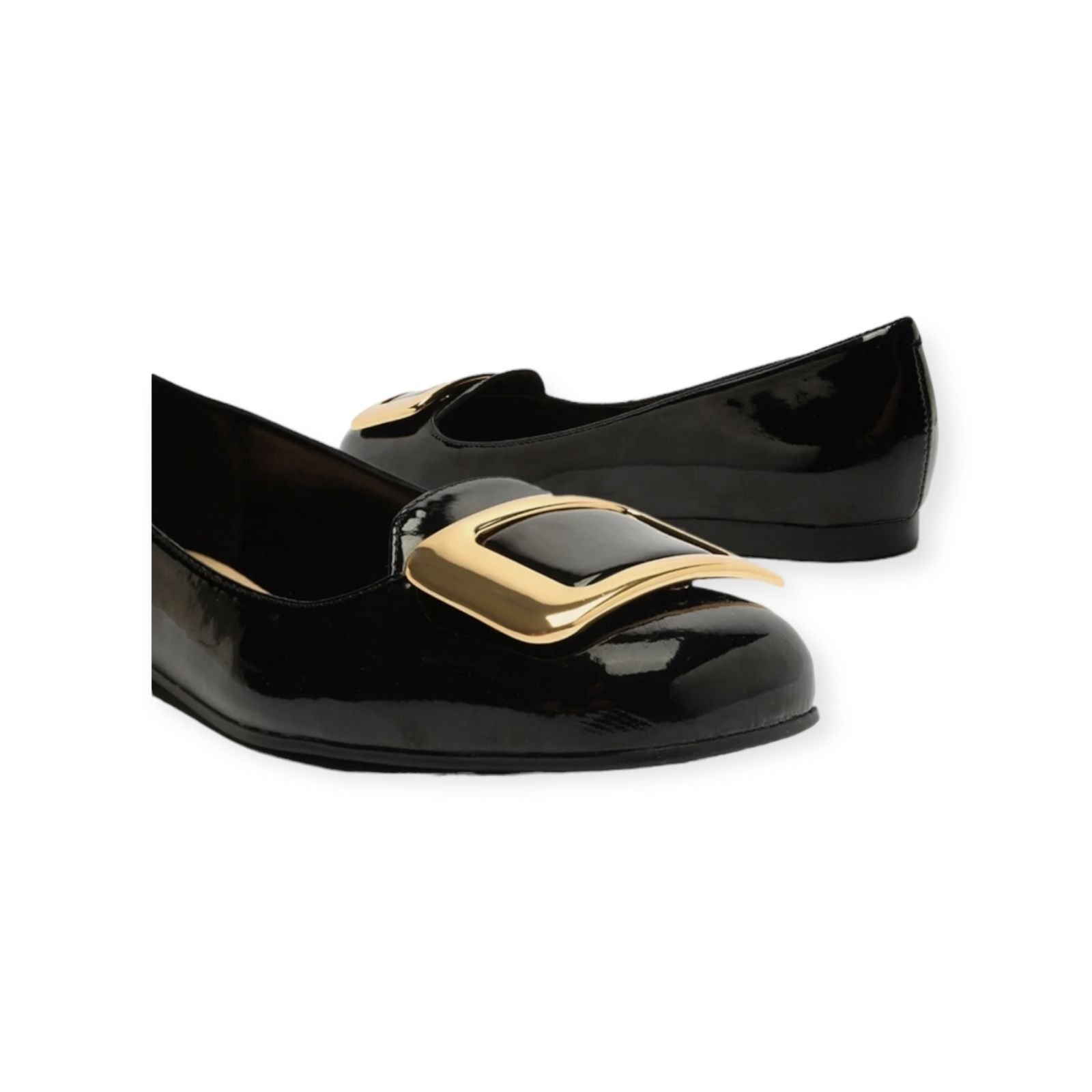 Sapatilha Feminina Arezzo Metal Verniz Bico Quadrado Preto Preto 4