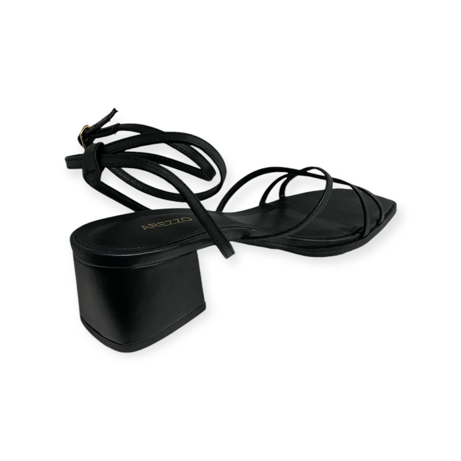 Sandalia Feminina Arezzo Couro Tiras Salto Baixo Bloco Preto Preto 6