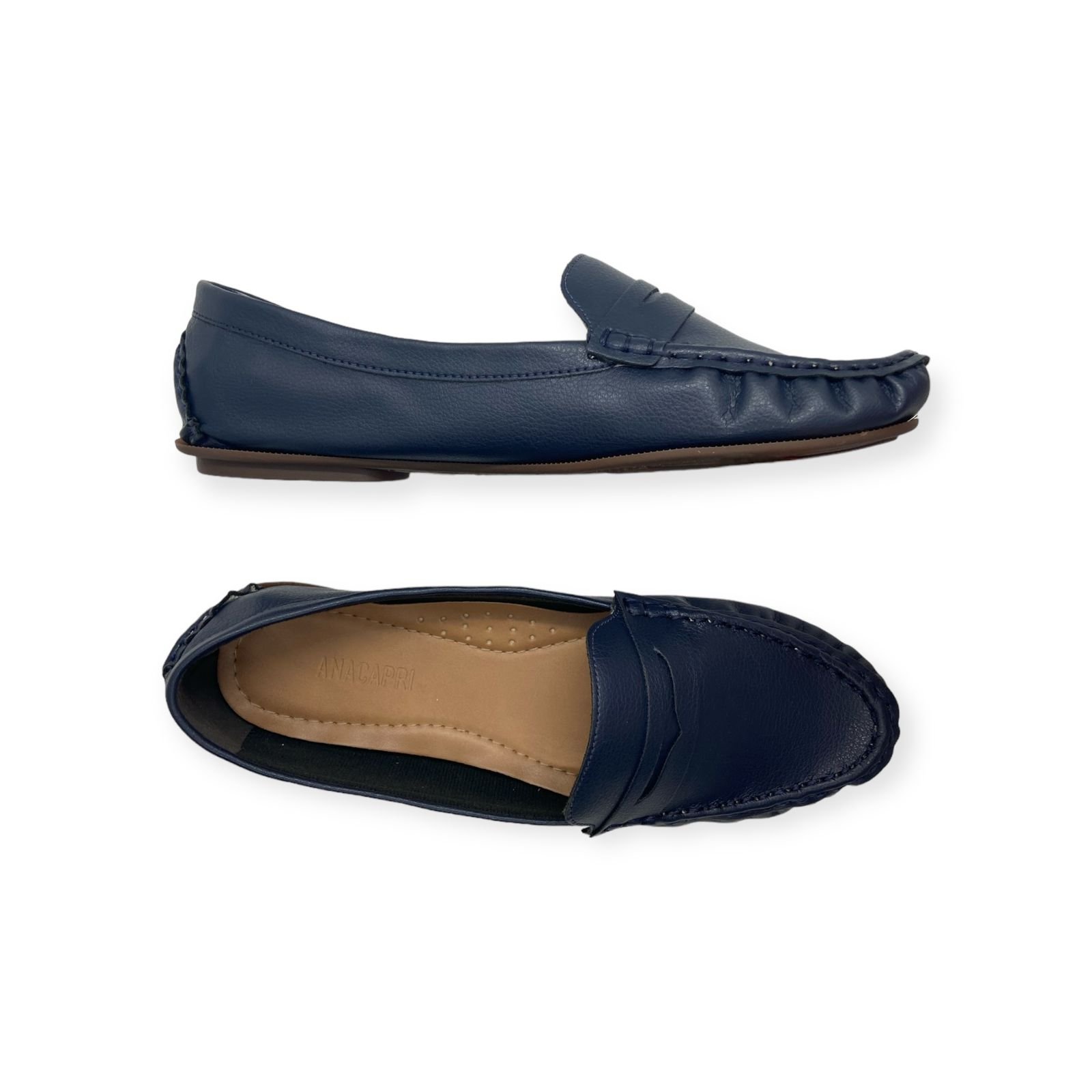 Mocassim Feminino Anacapri Clássico Pespontos Azul Escuro Azul 3