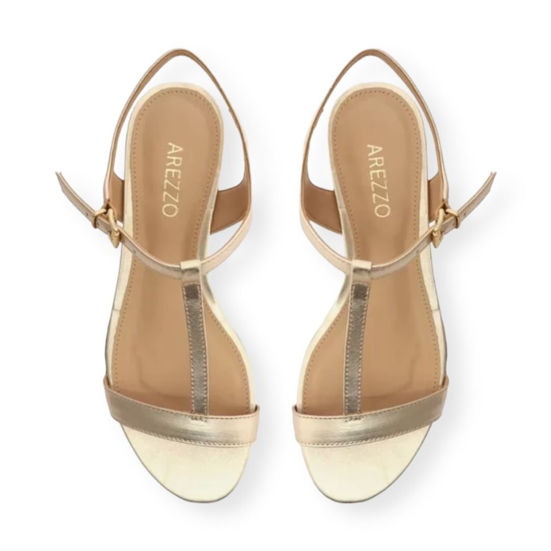 Sandalia Feminino Arezzo Tiras Basica Salto Bloco Dourado Dourado 4