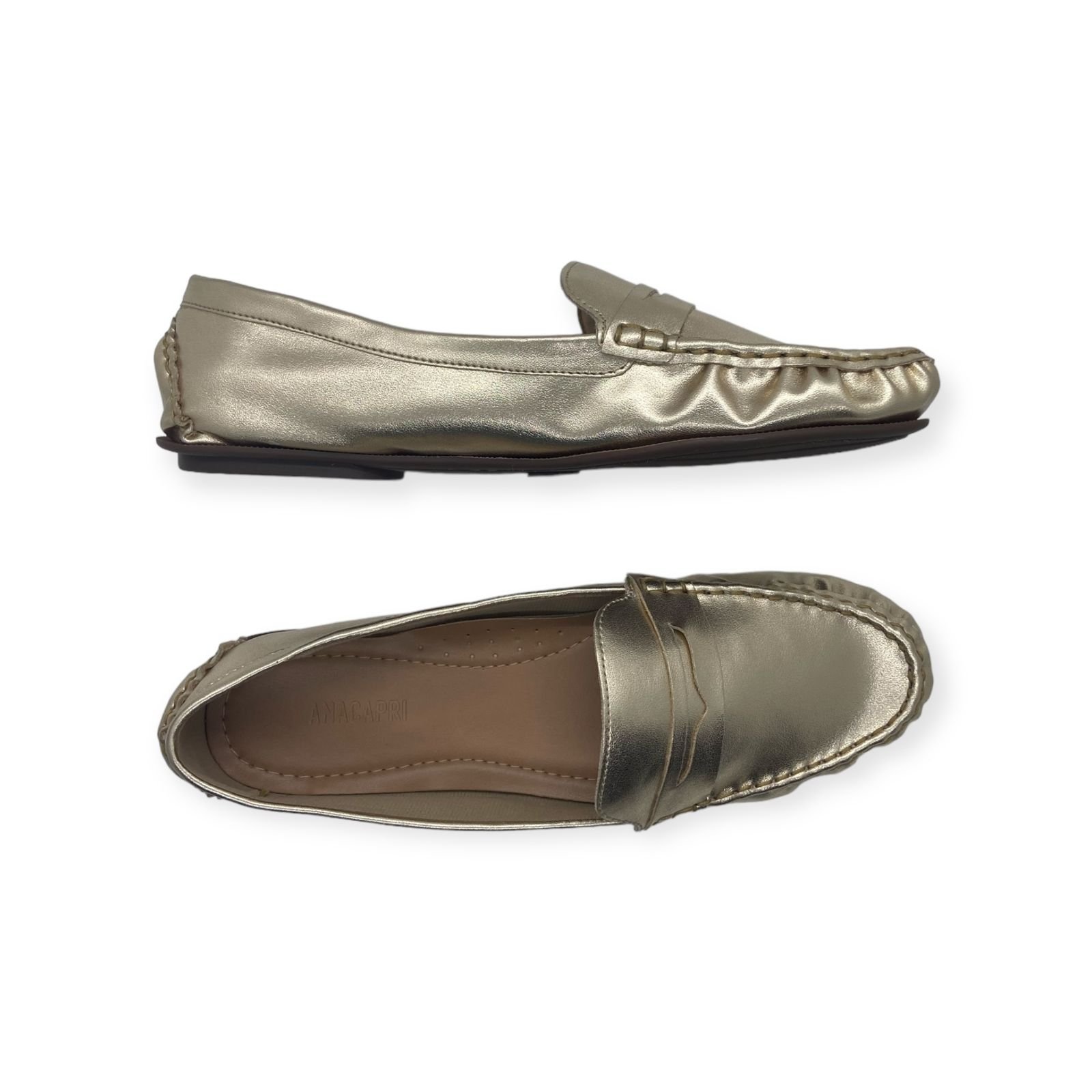 Mocassim Feminino Anacapri Clássico Pespontos Dourado Dourado 3