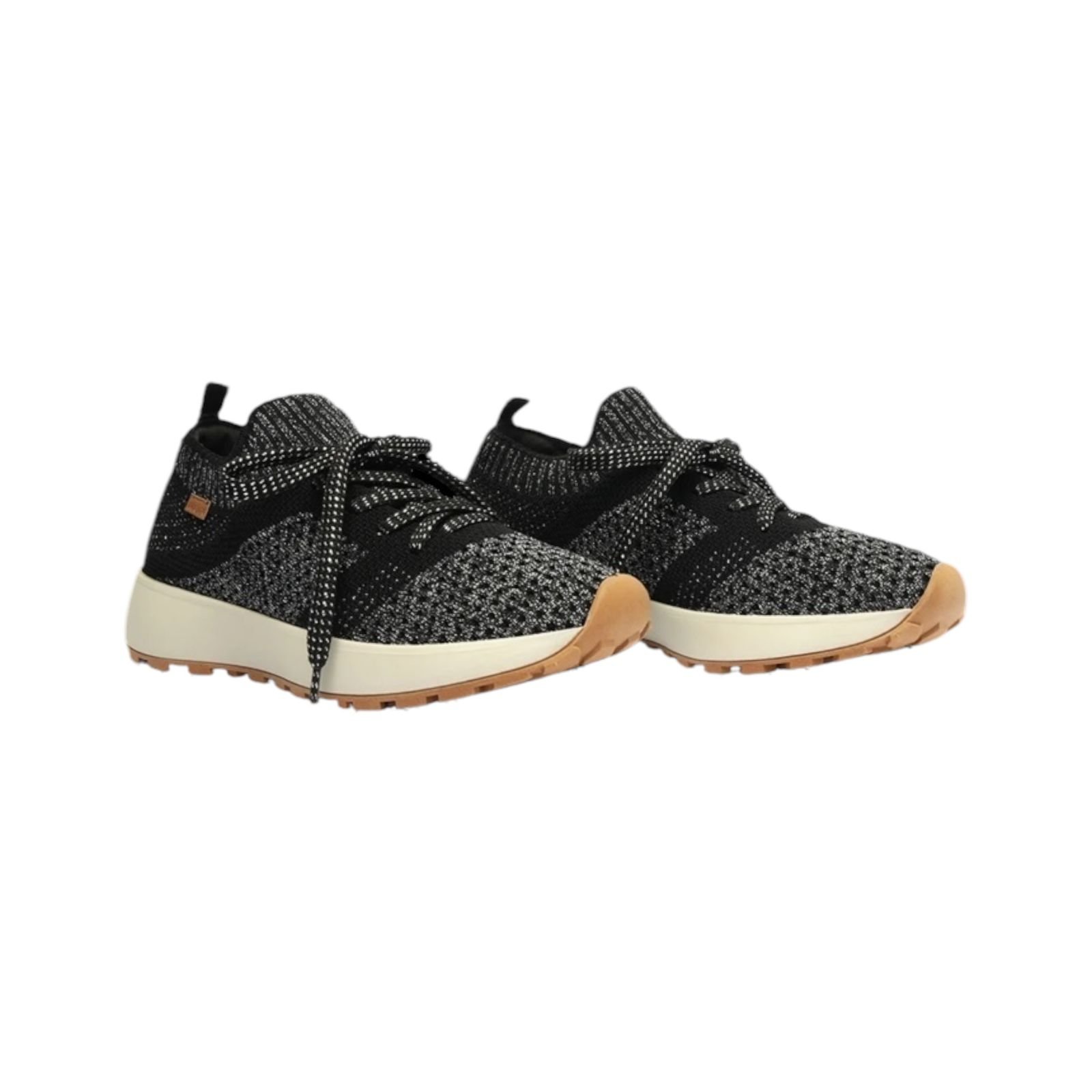 Tenis Feminino Anacapri Knit Brilhoso Prata Preto 2