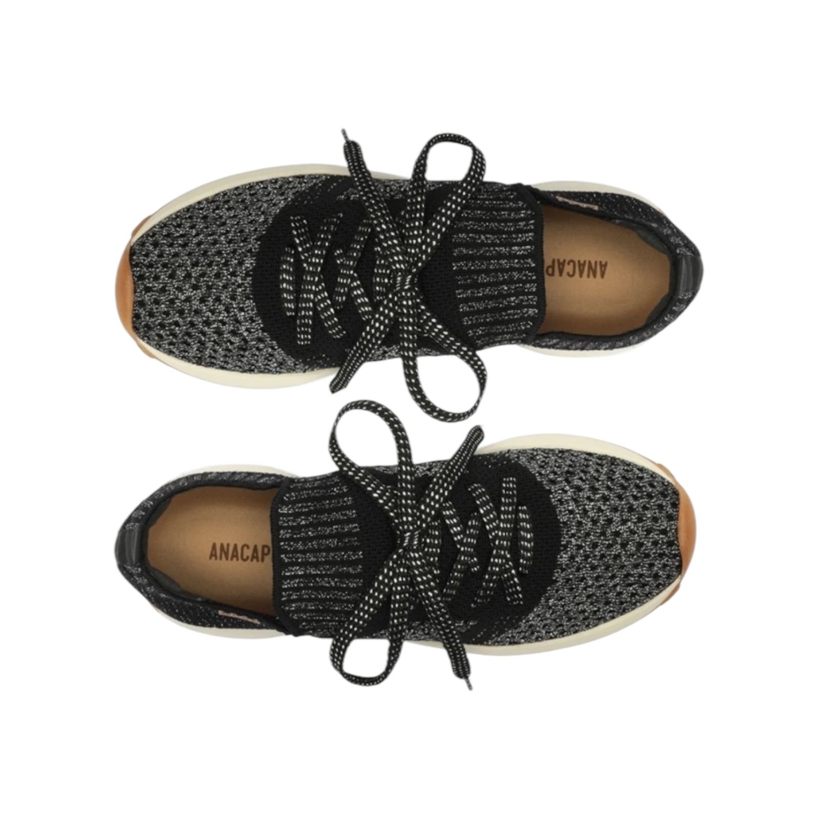 Tenis Feminino Anacapri Knit Brilhoso Prata Preto 4