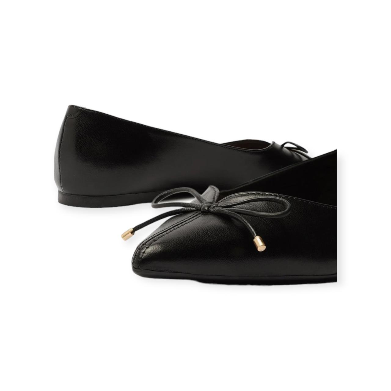 Sapatilha Feminina Arezzo Couro Recorte V Bico Fino Preto Preto 5