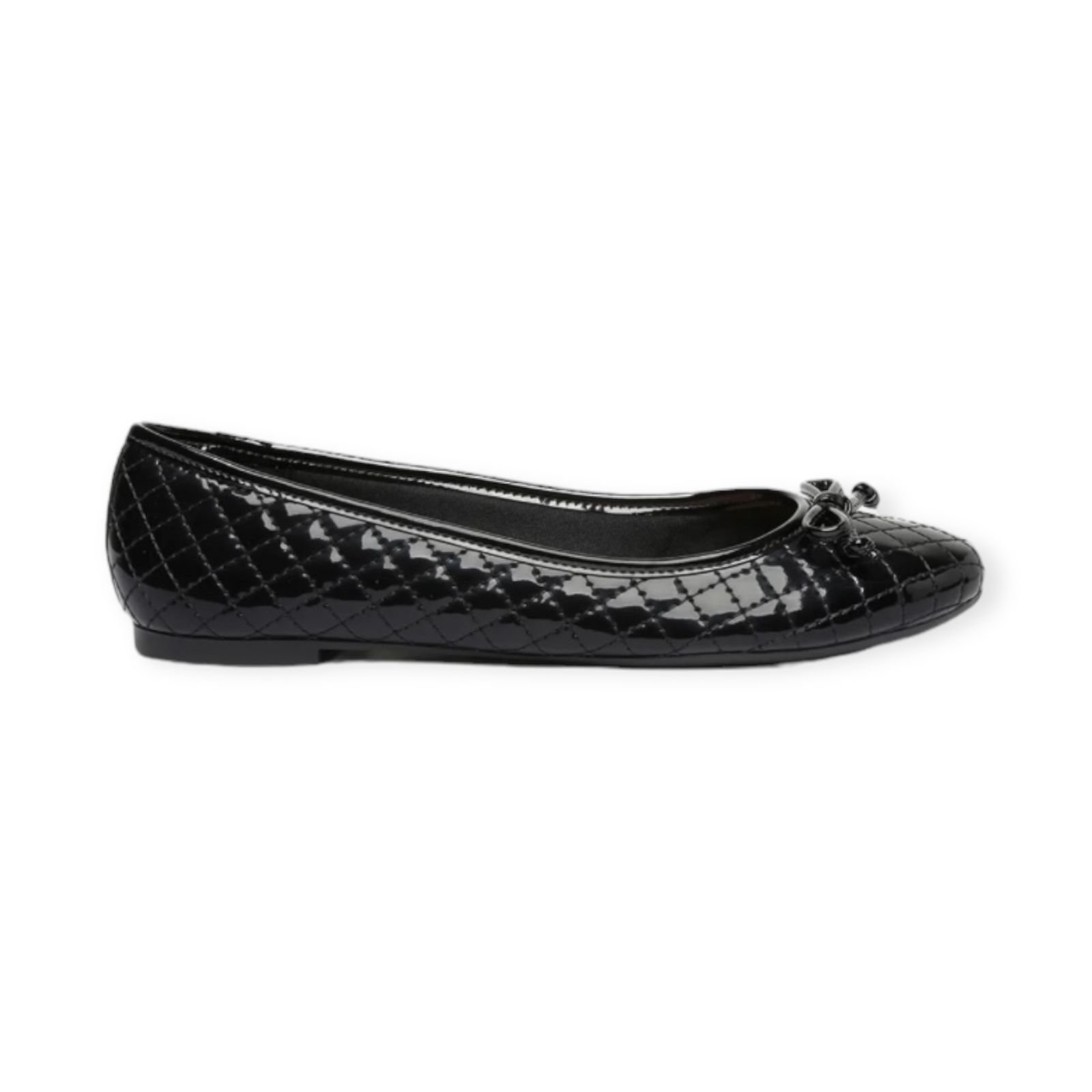 Sapatilha Feminina Arezzo Metalasse Verniz Bico Redondo Preto