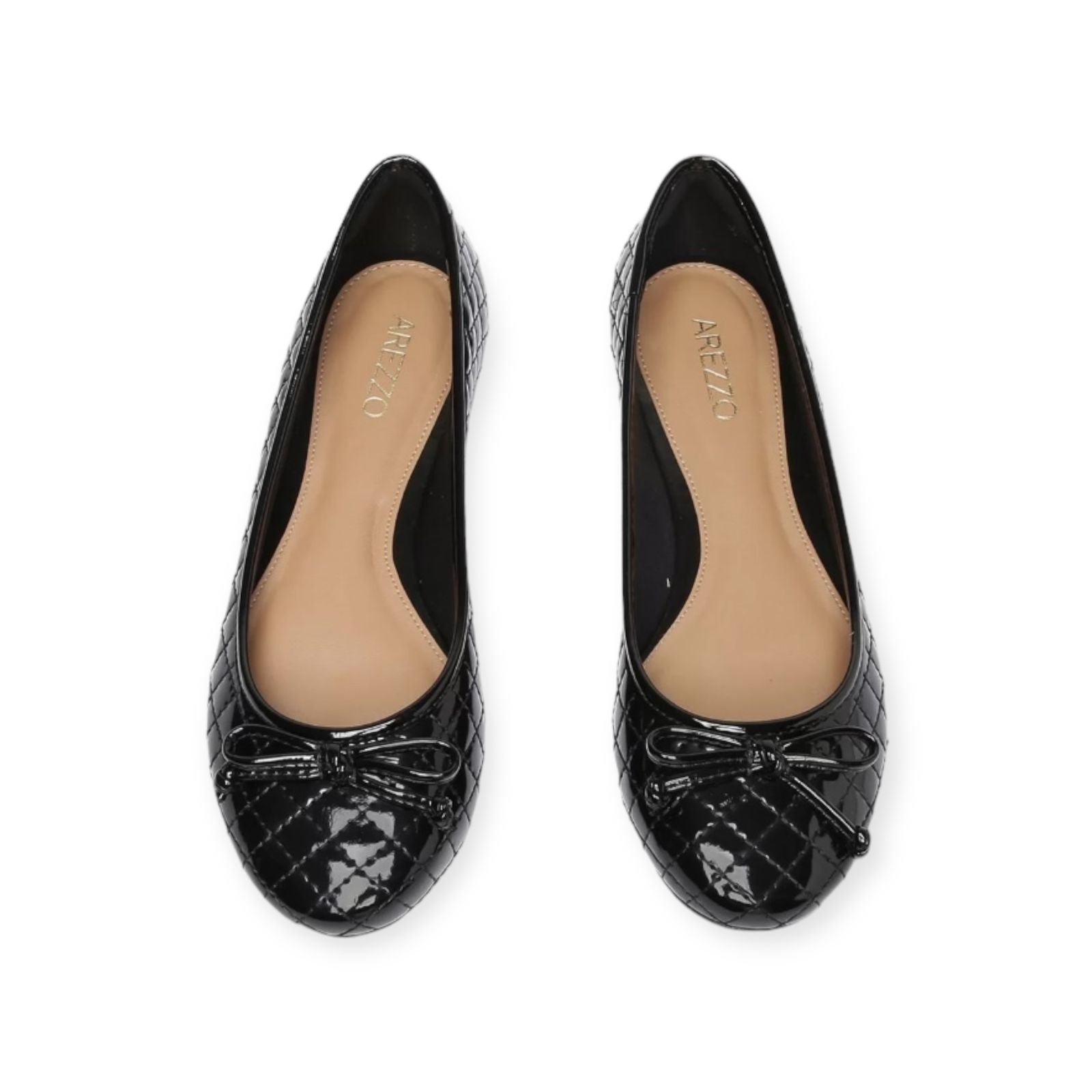 Sapatilha Feminina Arezzo Metalasse Verniz Bico Redondo Preto Preto 3