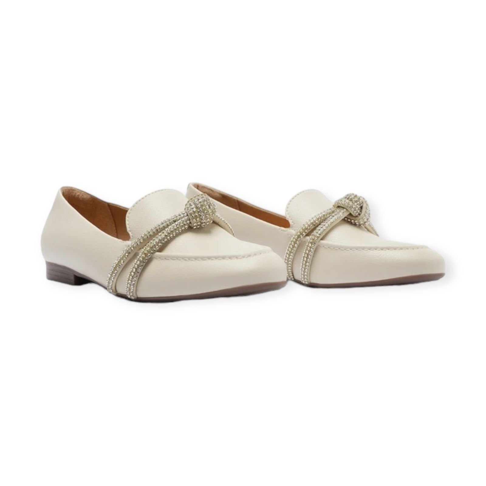 Mocassim Feminino Anacapri Tiras Nó Pedrarias Creme Creme 2