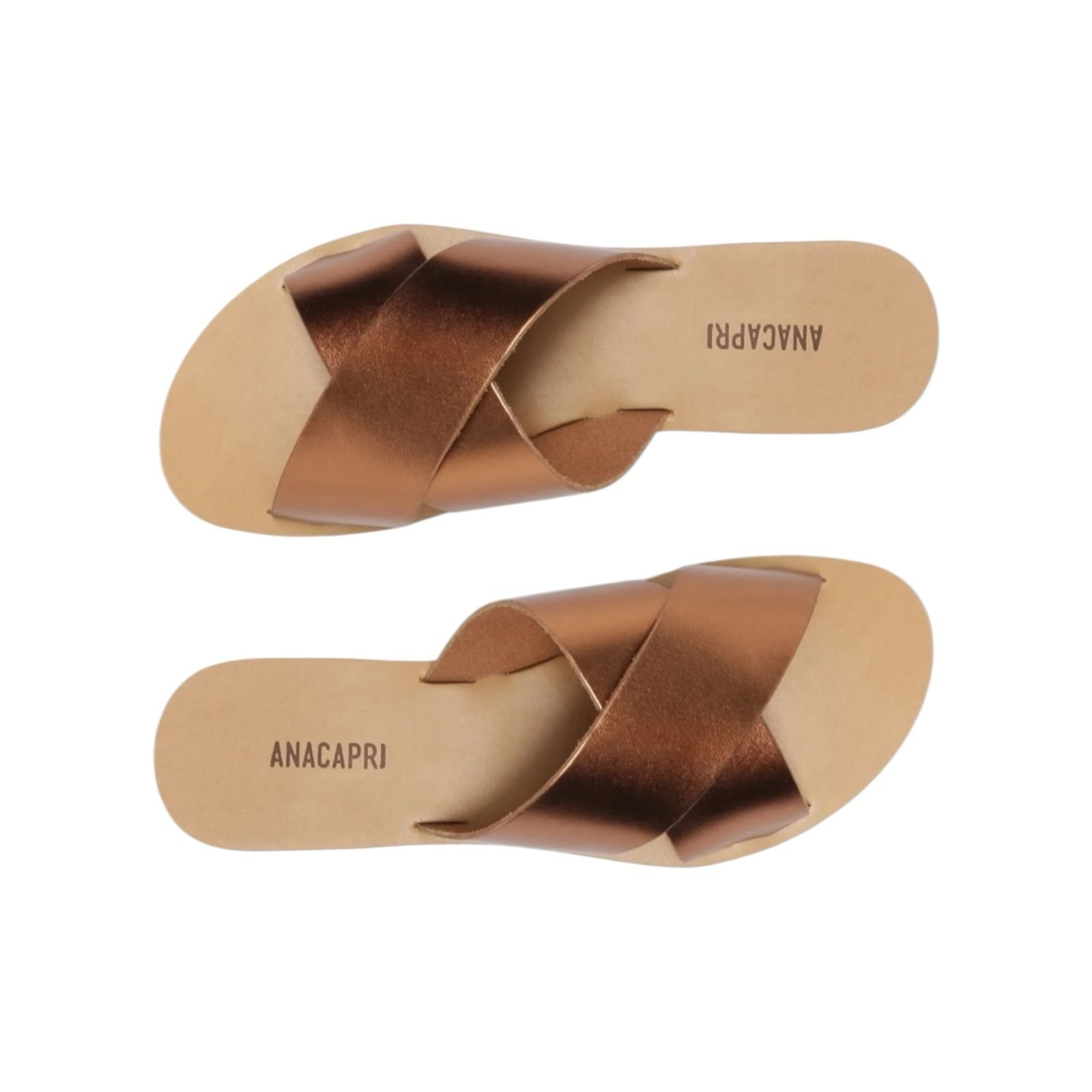 Rasteira Feminina Anacapri Couro Tiras Cruzadas Bronze  Bronze 3