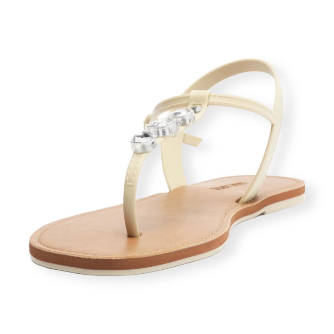 Sandalia Rasteira Tiras Pedraria Anacapri Feminino Off White Branco 4