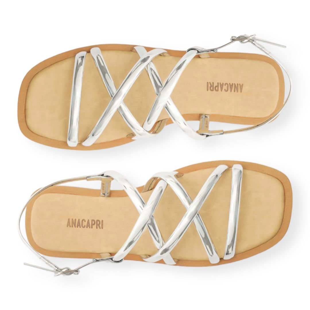 Sandália Rasteira Metalizada Multitiras Anacapri Feminino Prata Prata 3