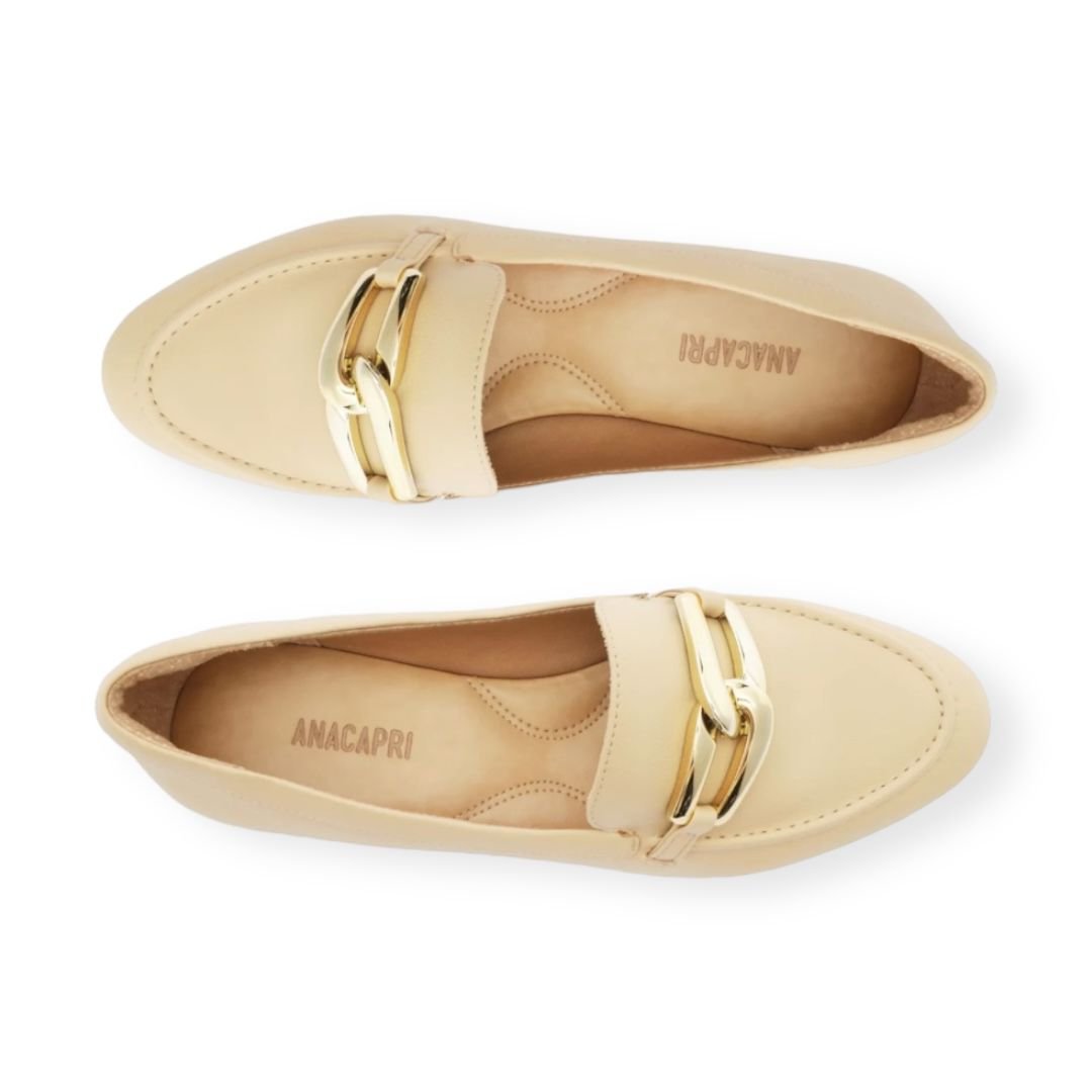 Mocassim Bridão Entrelaçado Anacapri Feminino Bege Bege 3