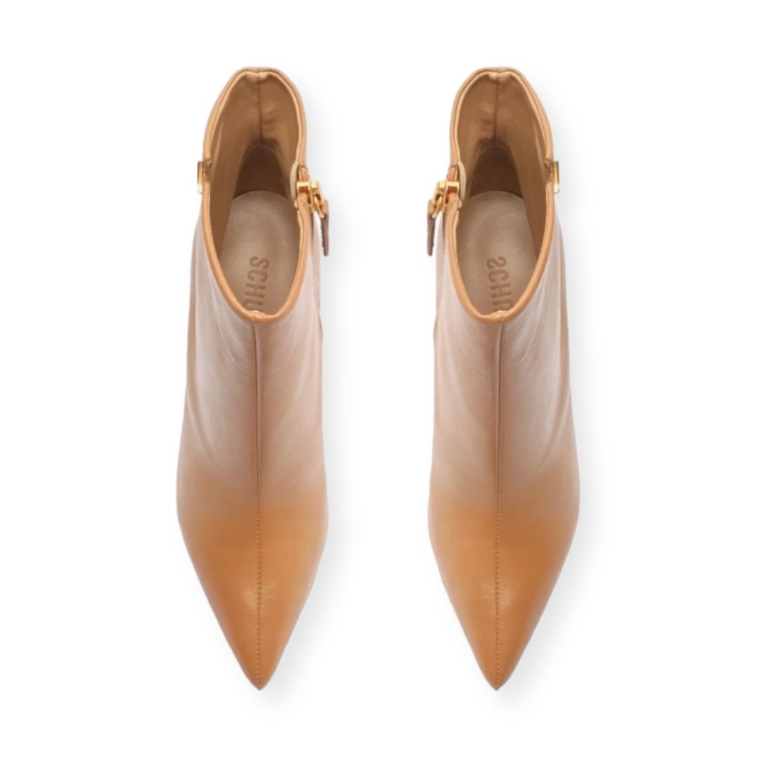 Bota Cano Curto Salto Medio Schutz Feminino Bege Bege 4