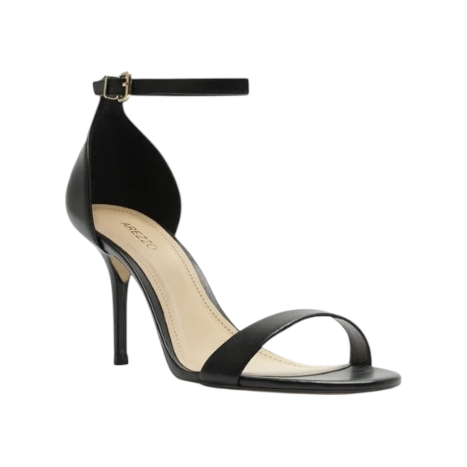 Sandalia Salto Medio Fino Basica Arezzo Feminino Preto Preto 2
