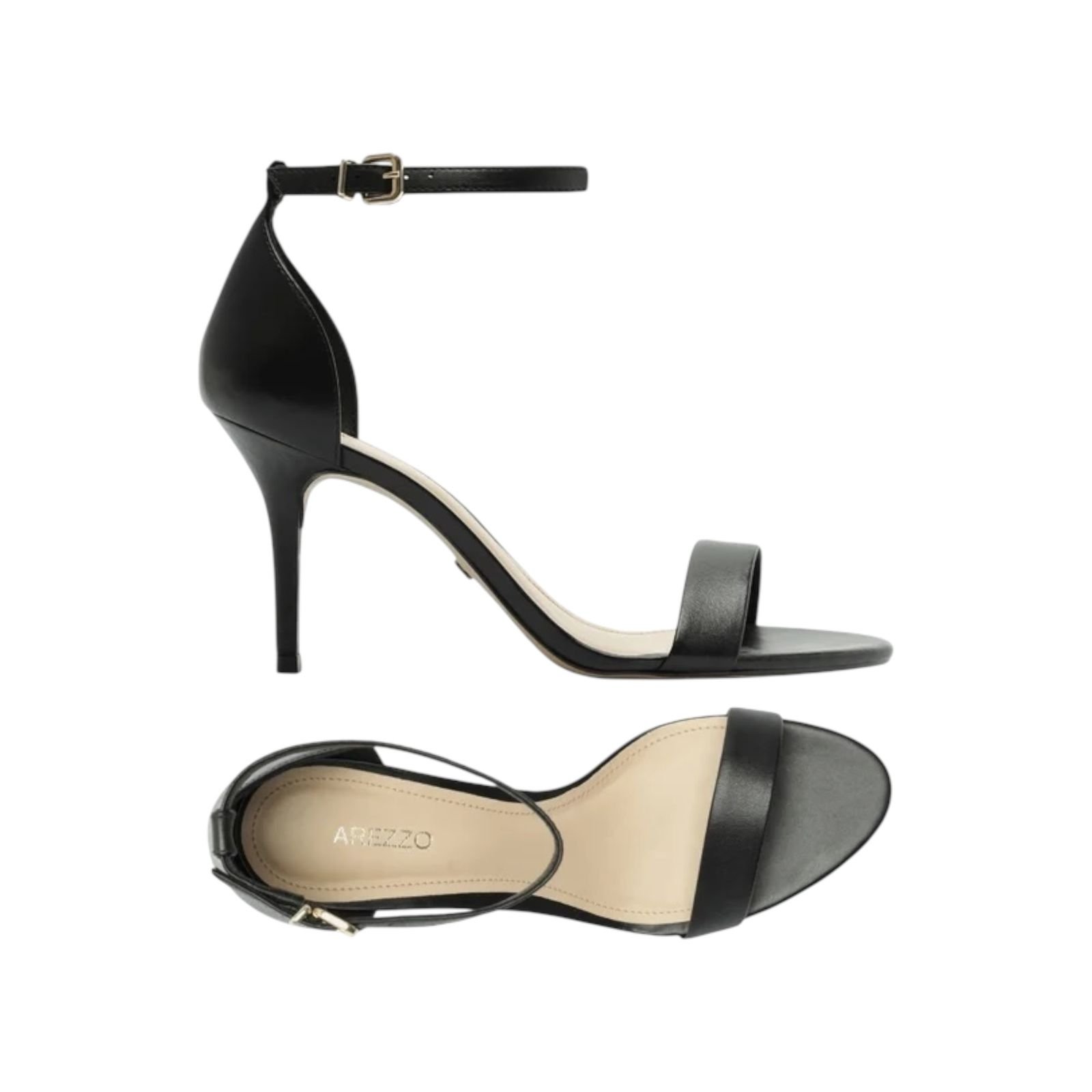 Sandalia Salto Medio Fino Basica Arezzo Feminino Preto Preto 3