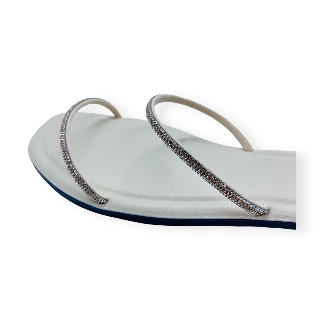 Sandalia Rasteira Tiras Finas Strass Anacapri Feminino Branco Branco 3