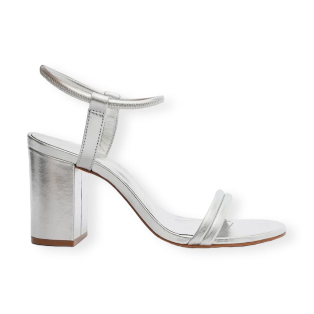 Sandalia Salto Alto Bloco Schutz Feminino Prata