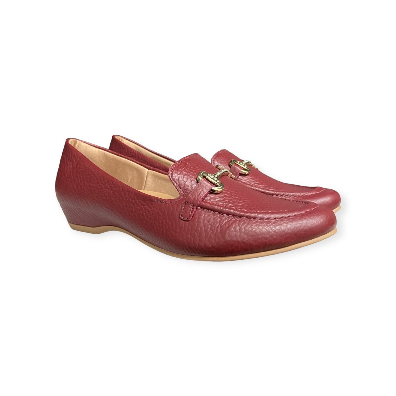 Mocassim Loafer Couro Usaflex Feminino Vermelho Vermelho 2