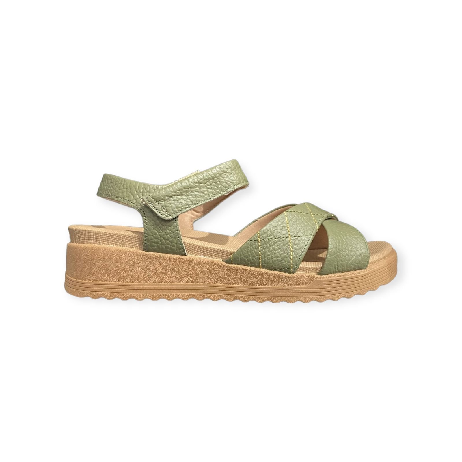 Sandalia Plataforma Couro Usaflex Feminino Verde