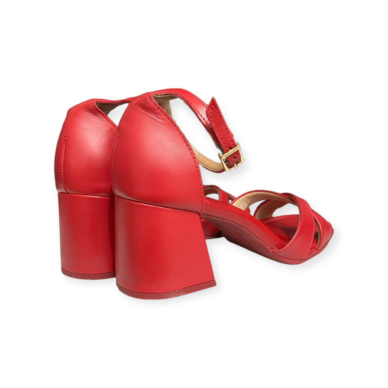 Sandalia Salto Bloco Couro Usaflex Feminino Vermelho Vermelho 3