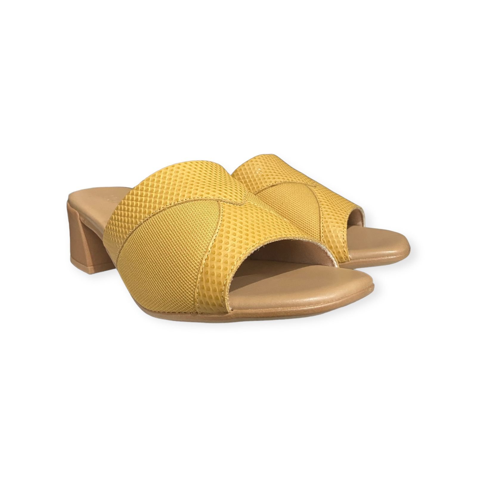 Tamanco Salto Bloco Couro Usaflex Feminino Amarelo Amarelo 2