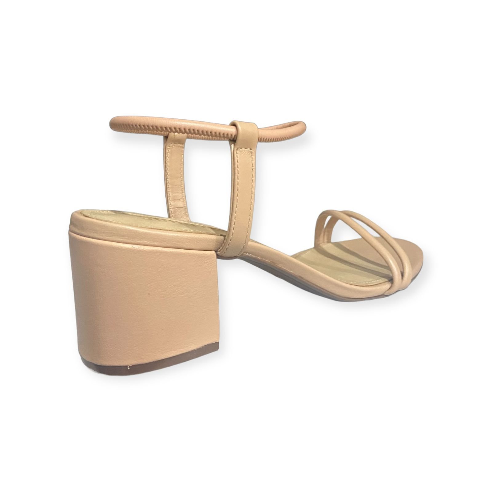 Sandalia Salto Medio Bloco Tiras Schutz Feminino Nude Bege 4
